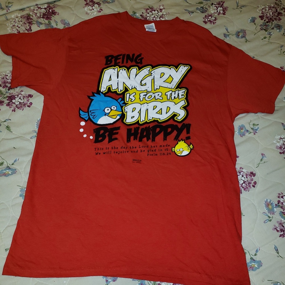 New Red Religious Angry Birds Be Happy Tshirt - Picture 4 of 4